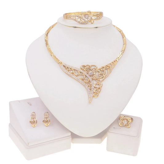 classic / can be adjusted / Gold Fashion Jewelry New Design 4 Pieces Jewelry Sets 18K Gold Plated Jewelry Set for Women Wedding Party Gift Costume Accessories