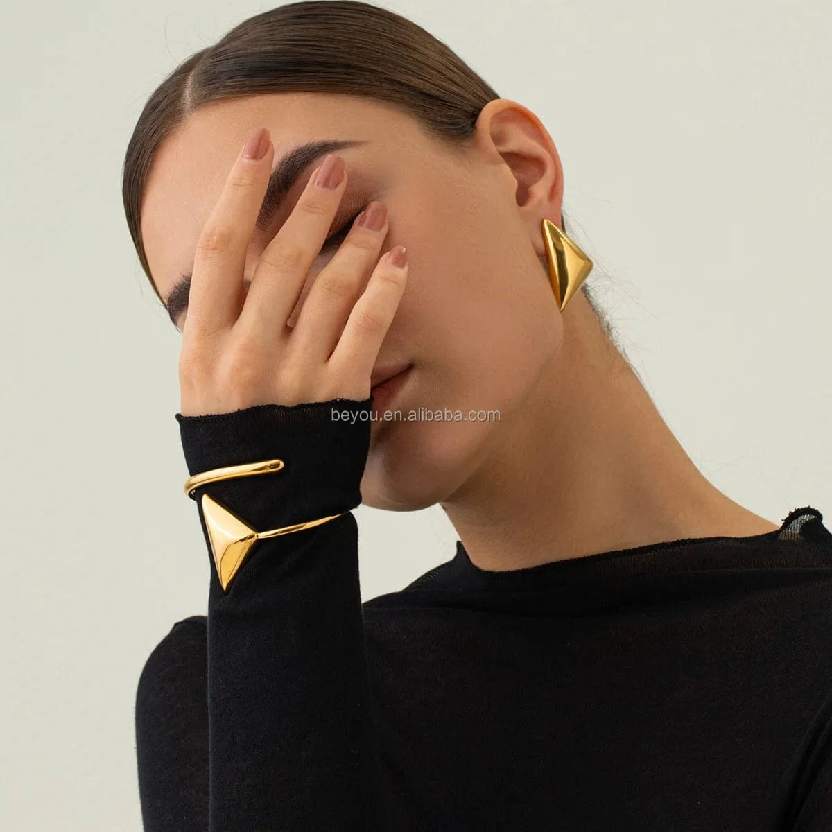 classic / classic / 1 DST Inspiration Copper Geometric Drop Hollow Triangle Delta Earring For Women Dangle Earrings Punk Jewelry Gifts