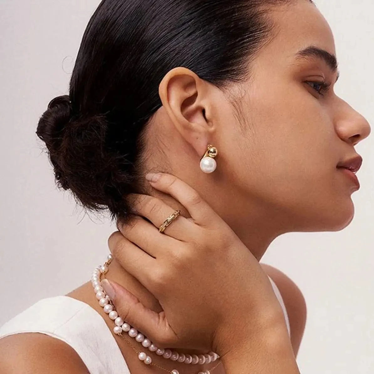 classic / E1822 E1822 Pearl Stud Earring Stainless Steel Pearl Earring Fashion Jewelry 18K Gold Plated Glass Pearl Earring Gift for Girl  Women