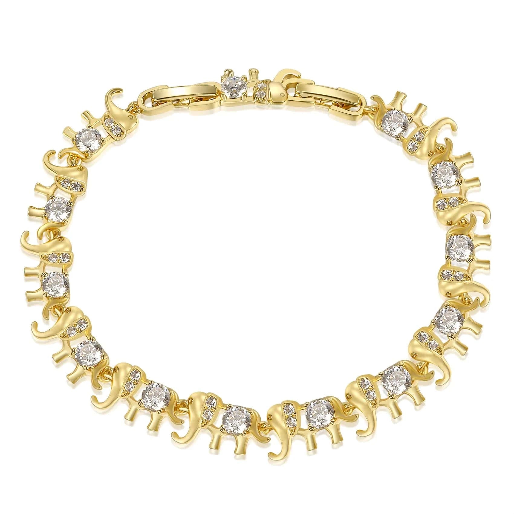 classic / Gold Delta Gold Plated Copper Cuban Chain Elephant Bracelet Detachable Buckle Bracelet  Women Link Chain Bangle  Jewelry Gift