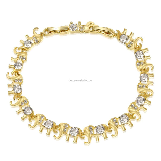 classic / Gold Delta Gold Plated Copper Cuban Chain Elephant Bracelet Detachable Buckle Bracelet  Women Link Chain Bangle  Jewelry Gift