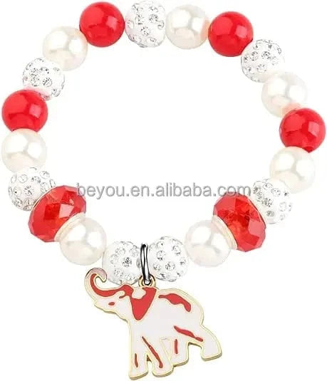 classic / Gold Delta Sigma Greek Sorority Gifts Red White Elephant Bracelet for Women Girl Sister Paraphernalia Graduation Gift