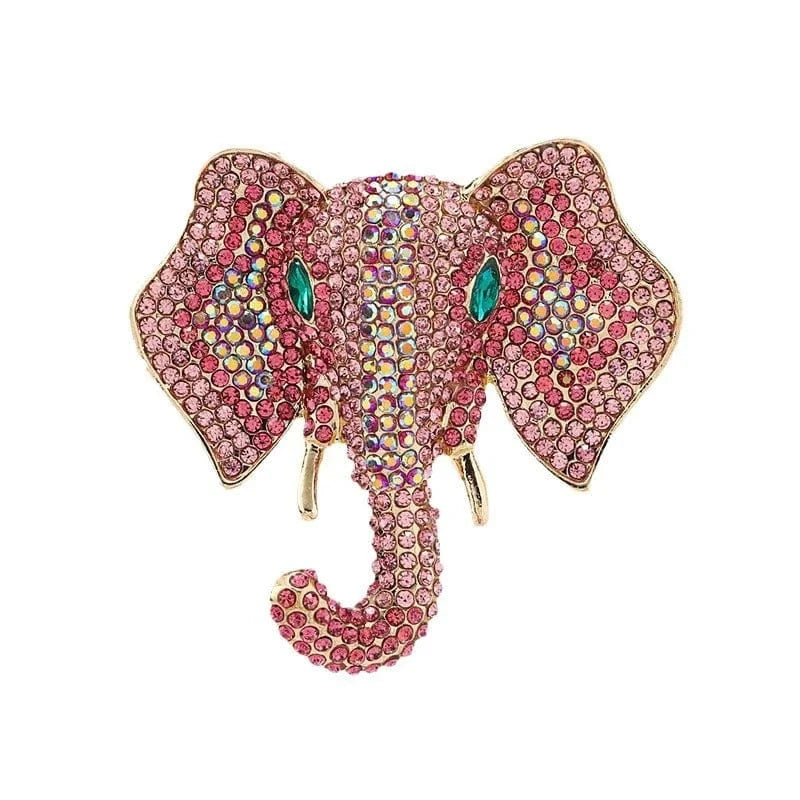 classic / Pink / Silver Plated DST Inspired Large Elephant Head Brooch Colorful Rhinestone Embellished Pins  Dress Pin Decoration Craft Symbol Jewelry