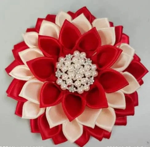 classic / Red/cream / Other DST Ruby Cream Rose Delta Sorority Pearl Accenets Crimson Flower Corsage Saint Ribbon Red Custom Brooch Formal Events Lapel Pin
