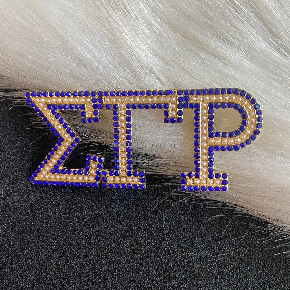 classic / SGR / Other Customized Greek Sorority Sigma Gamma Rho Brooch Yellow Blue Triple Rhinestone SGR Letter Lapel Pin Metal Jewelry Gift Brooches