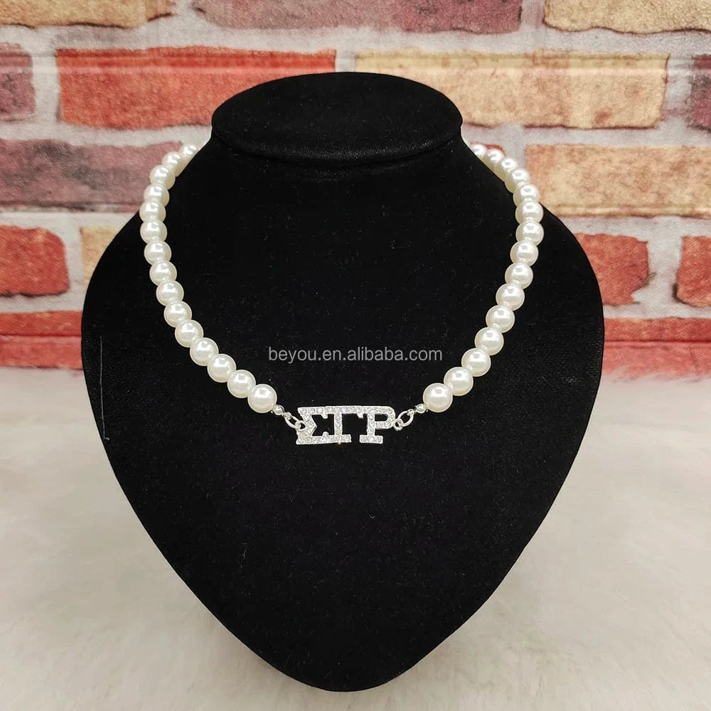 classic / silver High Quality Customized Iota Phi Lambda Neck Chain Silver Plating Pendant Inlaid Link Necklace Women's Jewelry