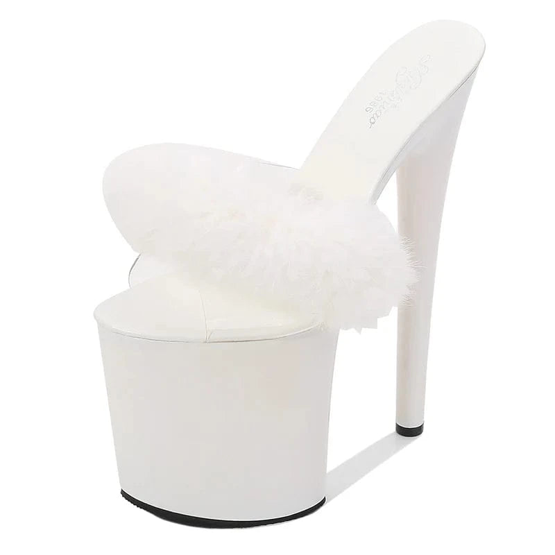 Classic stripper heels designer stiletto women sandals pole dance women shoes with fur summer dress Heeled Sandals