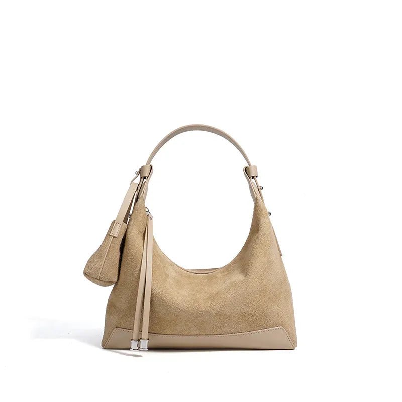 Classic Suede Women's Handbag New Simple Versatile Work Commuting Underarm Bag Genuine Leather Texture Fashion Shoulder Lady Bag - SN Wigs & More
