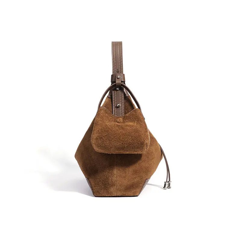 Classic Suede Women's Handbag New Simple Versatile Work Commuting Underarm Bag Genuine Leather Texture Fashion Shoulder Lady Bag - SN Wigs & More