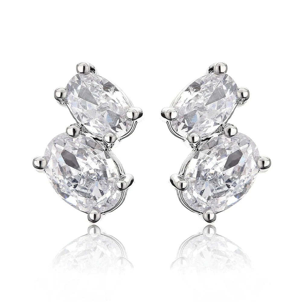CLASSIC / White RAKOL EP1203 fashion 925 sliver fine jewelry rhinestone oval zircon studs wedding earrings for women