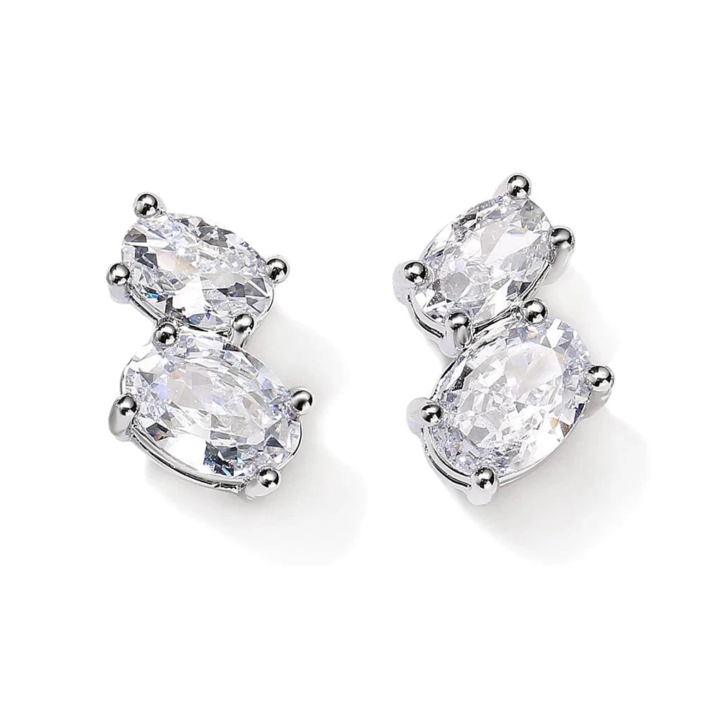 CLASSIC / White RAKOL EP1203 fashion 925 sliver fine jewelry rhinestone oval zircon studs wedding earrings for women