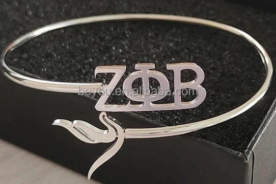 classic / ZPB SGR Greek Sorority Poodle Alphabet Stainless Steel Bangle Adjustable Sigma Gamma Rho Open Bangle Jewelry Manufacturer Wholesale