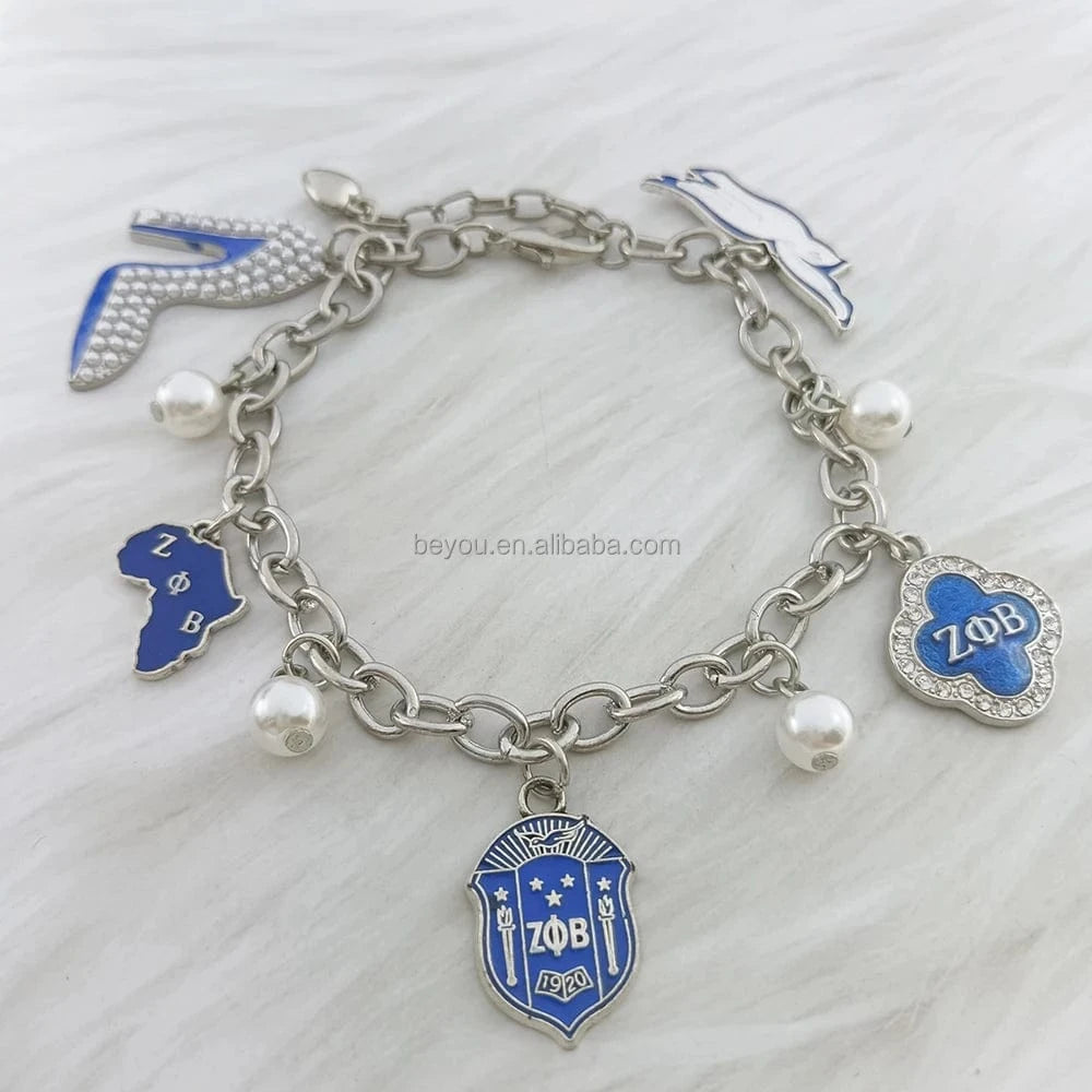 classic / zpb Sorority Exquisite High Quality Greek Zeta Phi Beta ZPB Letter Charms 1920 Sign Pendant Women Fashion Bracelets Jewelry