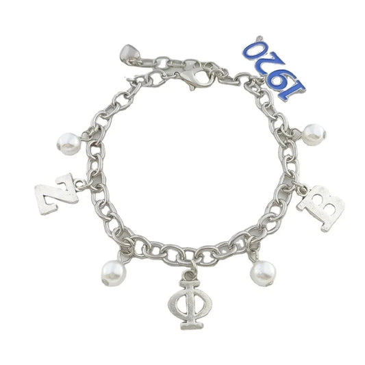 classic / zpb Sorority Exquisite High Quality Greek Zeta Phi Beta ZPB Letter Charms 1920 Sign Pendant Women Fashion Bracelets Jewelry