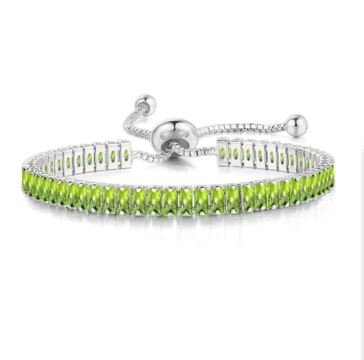 classical / 25.5cm / DZH035 Princess cut Tennis Bracelet Wholesale Classical Trendy Women Jewelry 2.5x5mm Rectangle Zircon Chain multi-color Adjustable