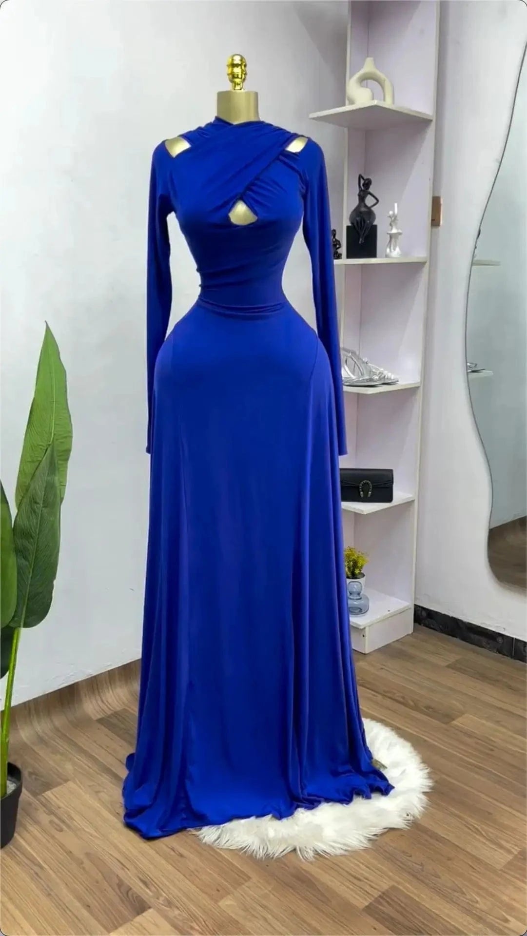 CM.YAYA 2025 Summer Women O-neck Long Sleeve Mermaid Maxi Dress Birthday Beach Sexy Night Party Club Long Dresses