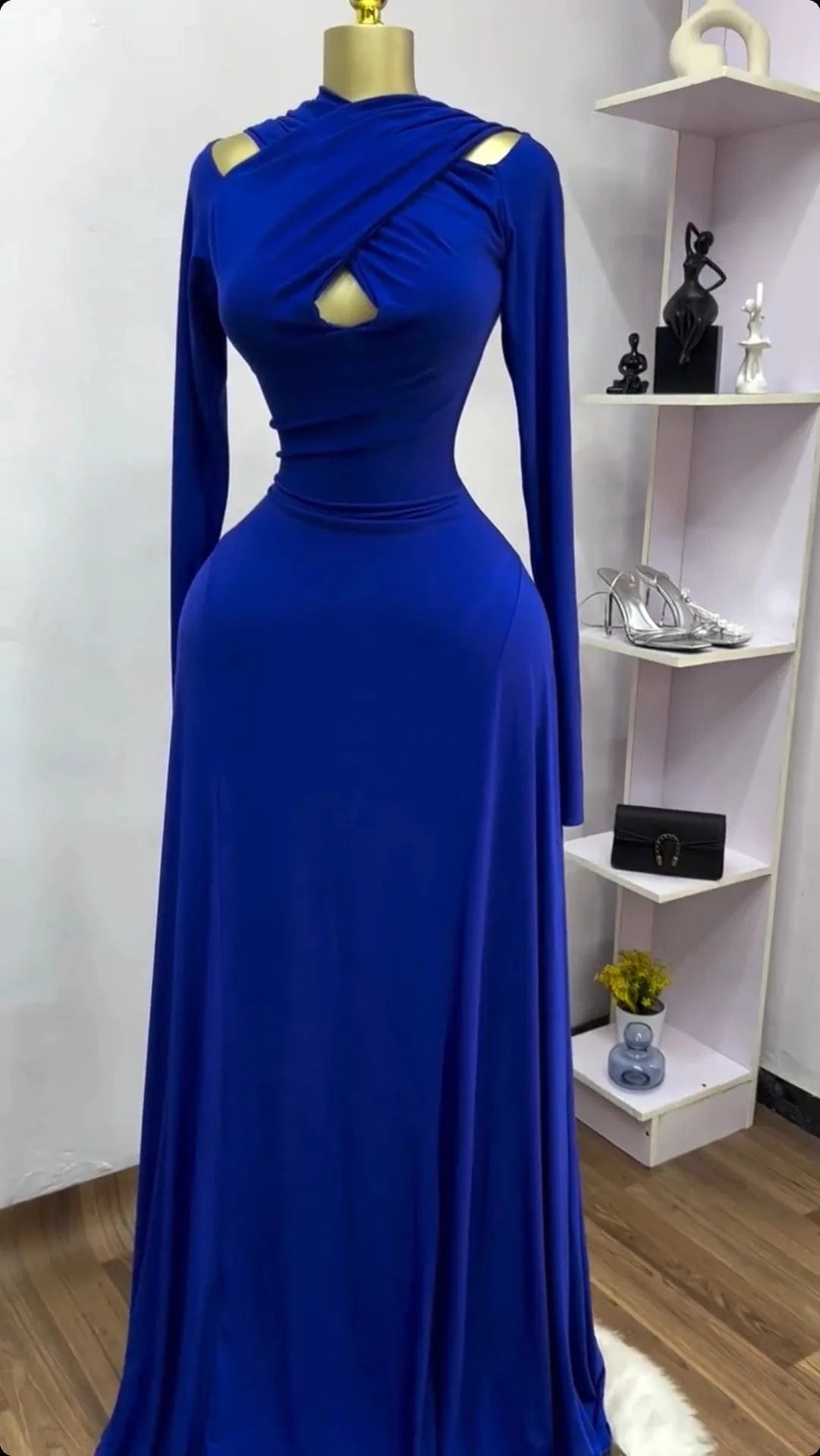 CM.YAYA 2025 Summer Women O-neck Long Sleeve Mermaid Maxi Dress Birthday Beach Sexy Night Party Club Long Dresses