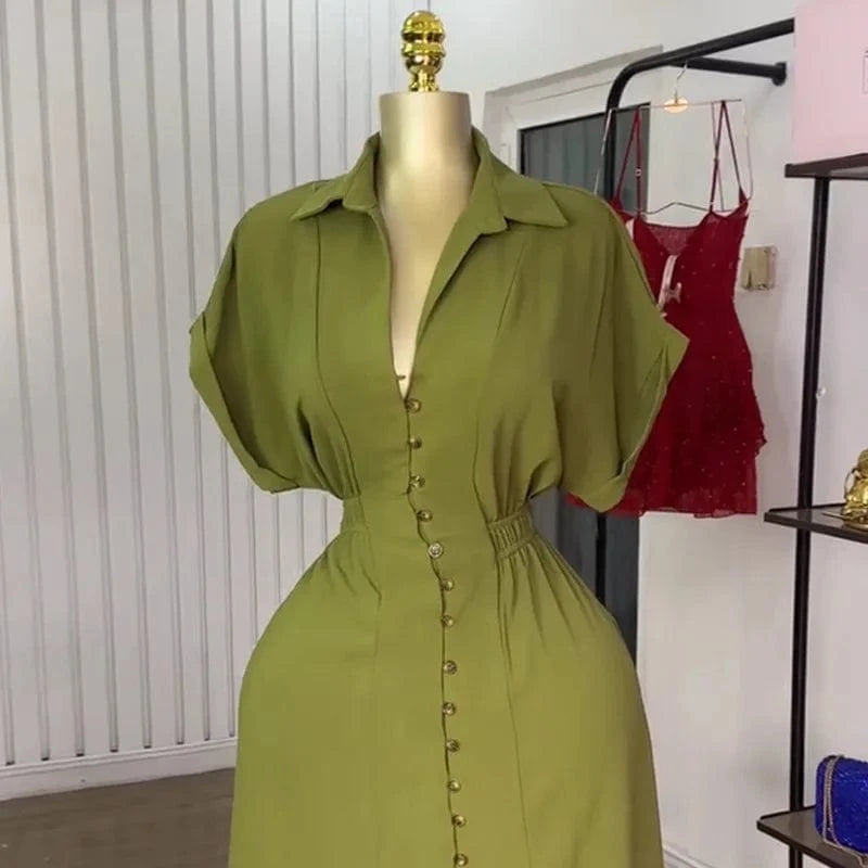 CM.YAYA Women Batwing Short Sleeve Single Breasted Long Maxi Dress 2025 Street  Birthday Evening Sexy Party Dresses Vestidos