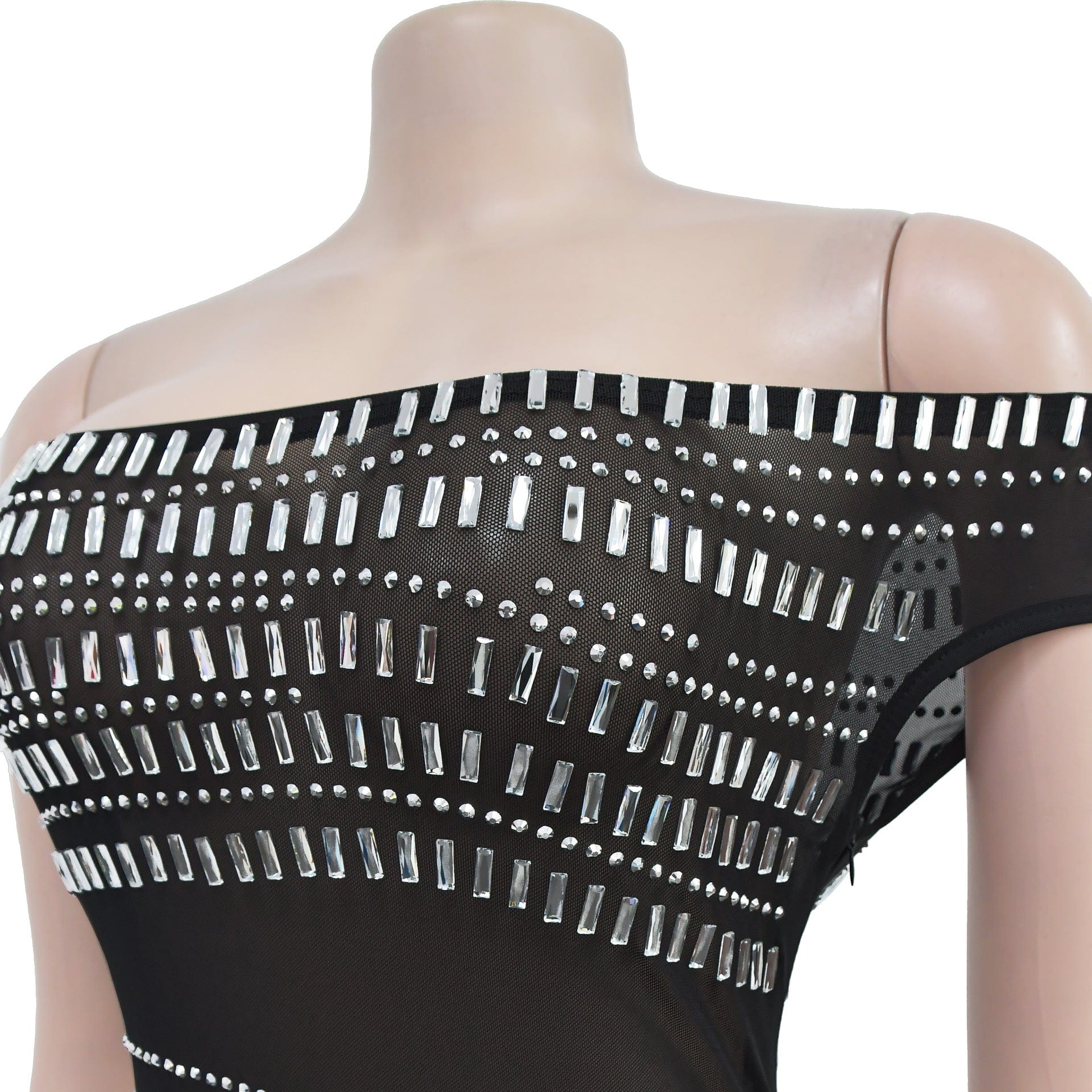 CM.YAYA Women Diamonds Hot Rhinestones Slash Neck Bodycon Mini Dress 2024 Fall Winter Sexy Party Club Evening Birthday Dresses