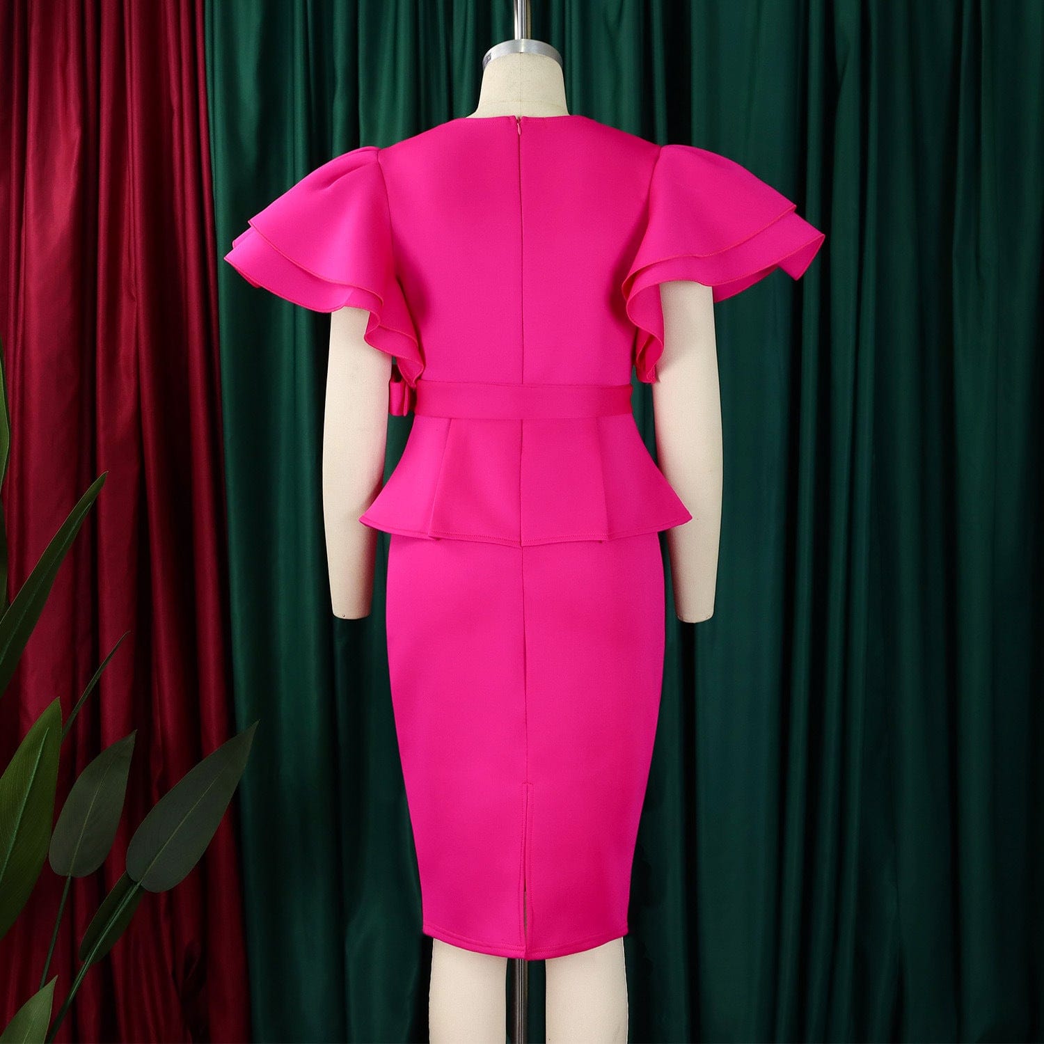 CM.YAYA Women Short Sleeve V-neck Belt High Waist Midi Dress 2025 Summer Africa OL Work Evening Sexy Party Dresses Vestidos