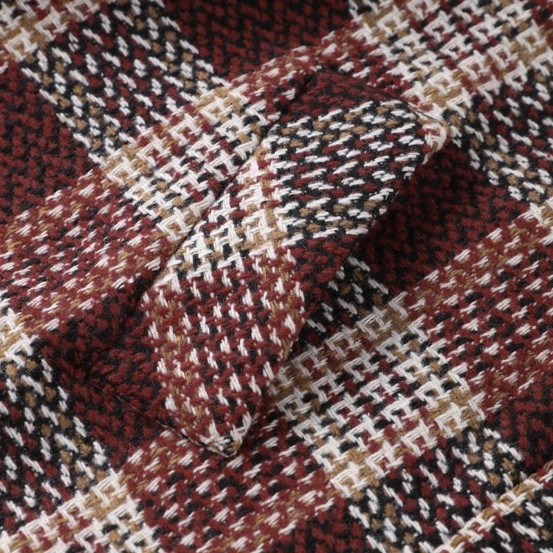 Coat Plaid Double Breasted With High Collar And Puff Sleeves – Elegant Winter Outerwear - SN Wigs & More