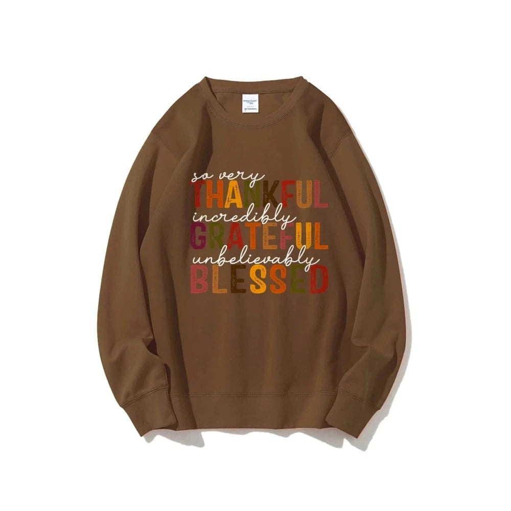 Coffee / S Simple Letter Print Sweatshirt Crew Neck Jumper Unisex Street Casual Wear Long Sleeve Warm Autumn Top New 2024 Fashion
