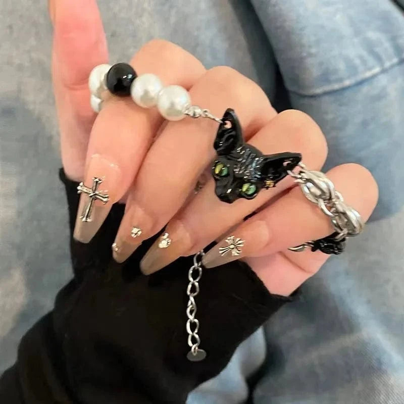 Cold And High-End Style Ghost Bead Bracelet Cat Bracelet Sweet And Cool Spicy Girl Beaded Handmade Adjustable Bracelets Jewelry