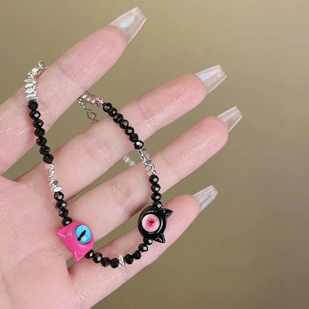Cold And High-End Style Ghost Bead Bracelet Cat Bracelet Sweet And Cool Spicy Girl Beaded Handmade Adjustable Bracelets Jewelry
