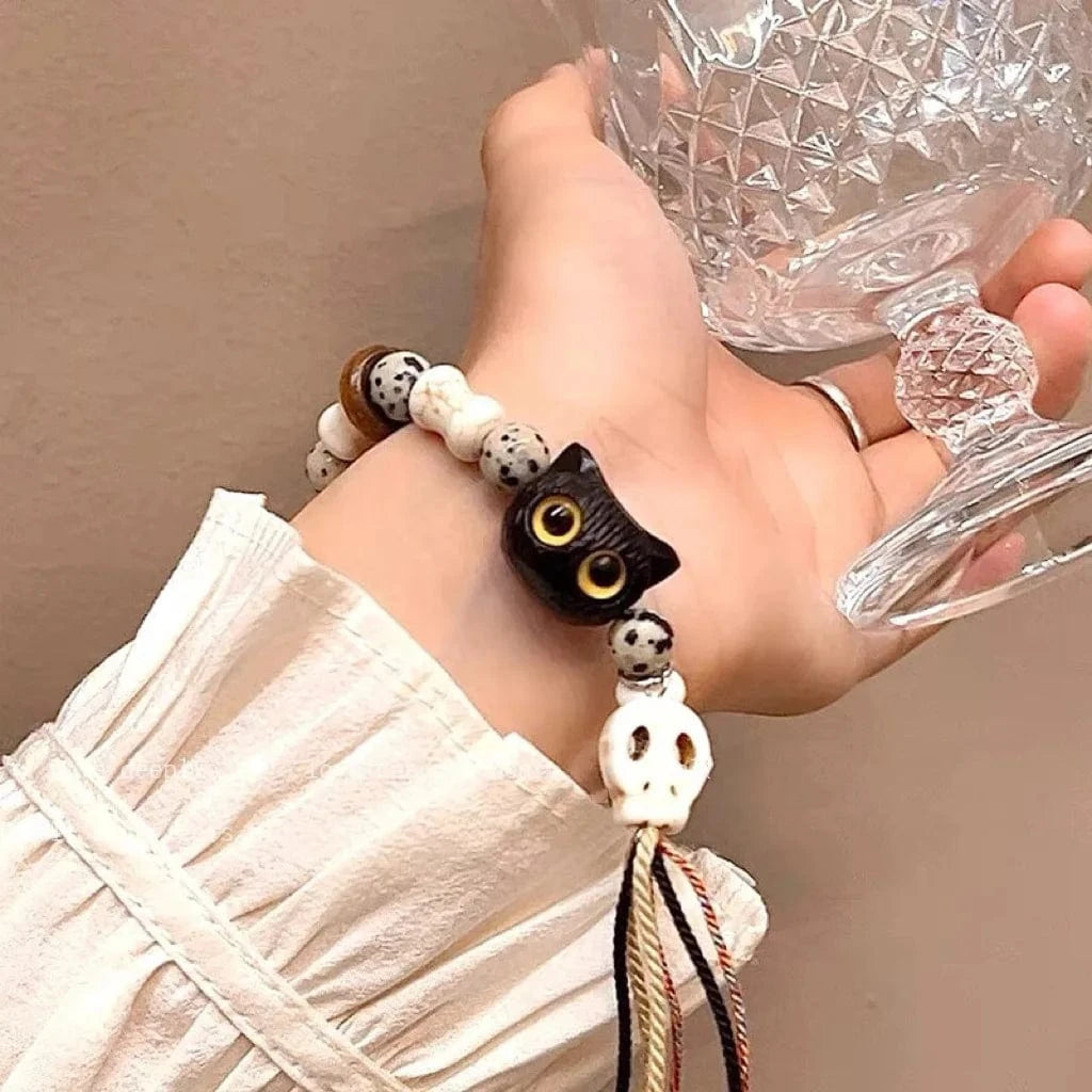 Cold And High-End Style Ghost Bead Bracelet Cat Bracelet Sweet And Cool Spicy Girl Beaded Handmade Adjustable Bracelets Jewelry