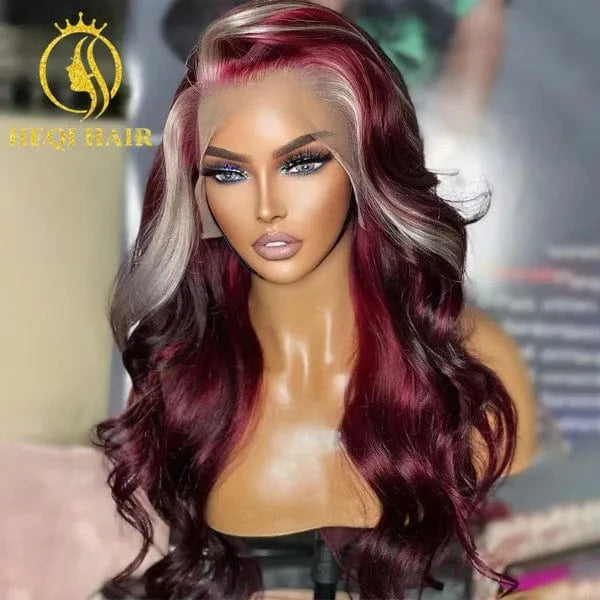 Colorful Full Frontal Wigs Human Hair Pre Plucked Virgin Vietnamese Hair Glueless Loose Wave Lace Front Wigs for Woman