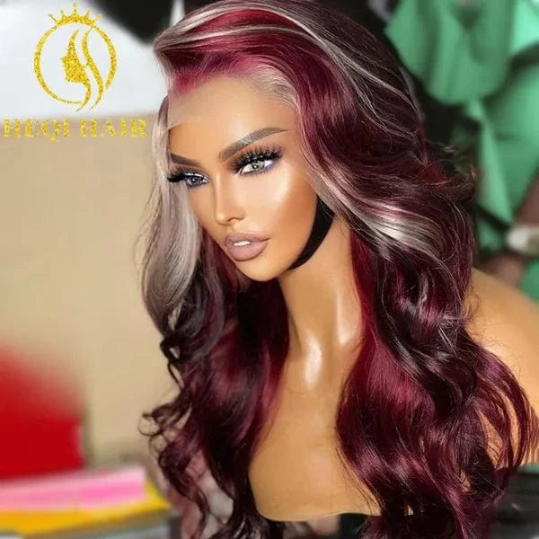 Colorful Full Frontal Wigs Human Hair Pre Plucked Virgin Vietnamese Hair Glueless Loose Wave Lace Front Wigs for Woman