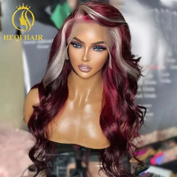 Colorful Full Frontal Wigs Human Hair Pre Plucked Virgin Vietnamese Hair Glueless Loose Wave Lace Front Wigs for Woman