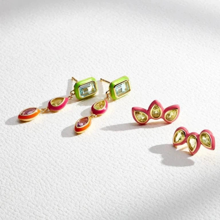 Colorful Multi Shapes CZ Ring Earring Necklace Bracelet Set Jewelry For Women Fashion Bling 5A Cubic Zirconia Jewelry