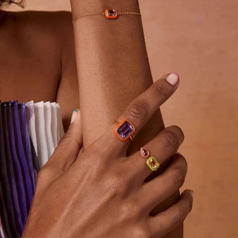 Colorful Multi Shapes CZ Ring Earring Necklace Bracelet Set Jewelry For Women Fashion Bling 5A Cubic Zirconia Jewelry