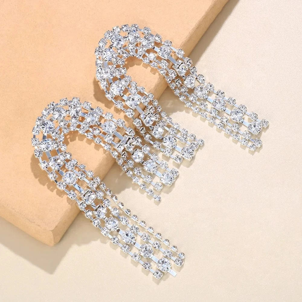 Colorful Tassel Earrings Statement for Women Wholesale Fashion Jewelry Rhinestone Earrings