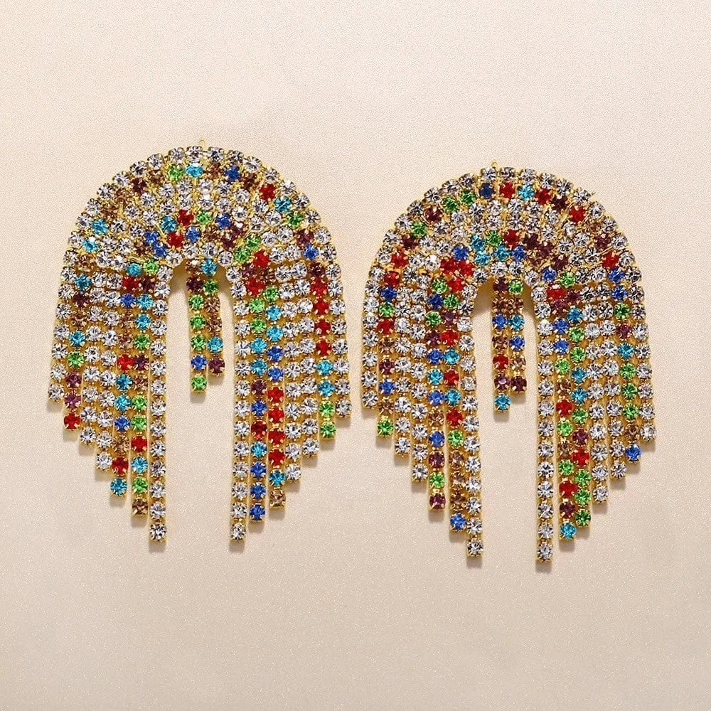 Colorful Tassel Earrings Statement for Women Wholesale Fashion Jewelry Rhinestone Earrings