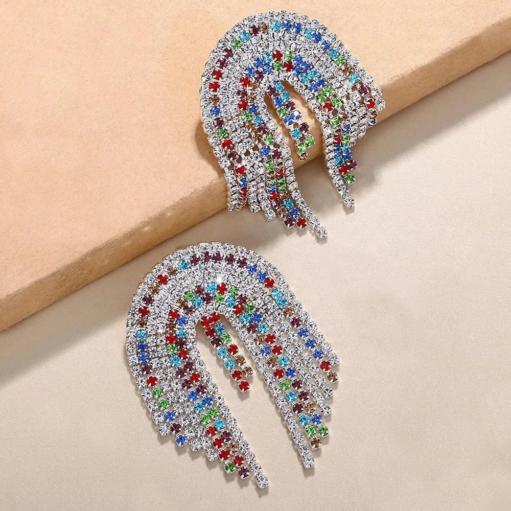 Colorful Tassel Earrings Statement for Women Wholesale Fashion Jewelry Rhinestone Earrings