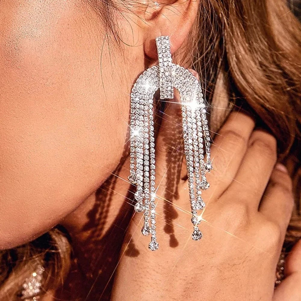 Colorful Tassel Earrings Statement for Women Wholesale Fashion Jewelry Rhinestone Earrings