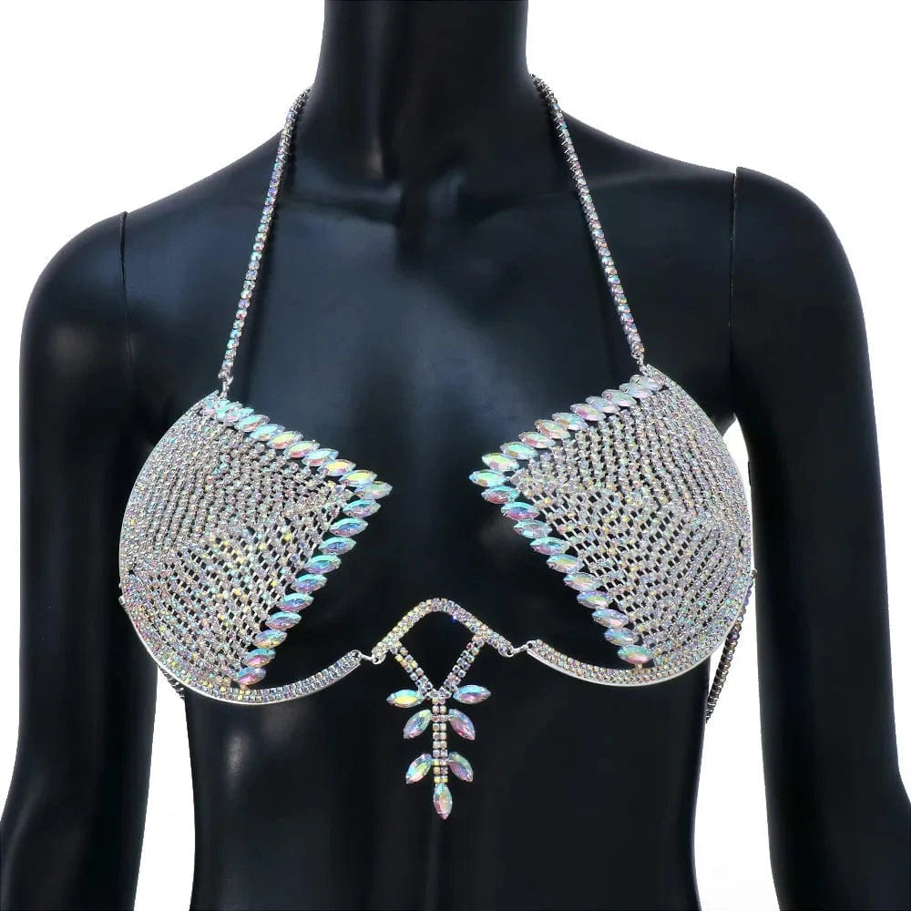 Colorful Water Droplets Chest Bracket Sexy Body Chain Beach Accessories For Women Party Jewelry