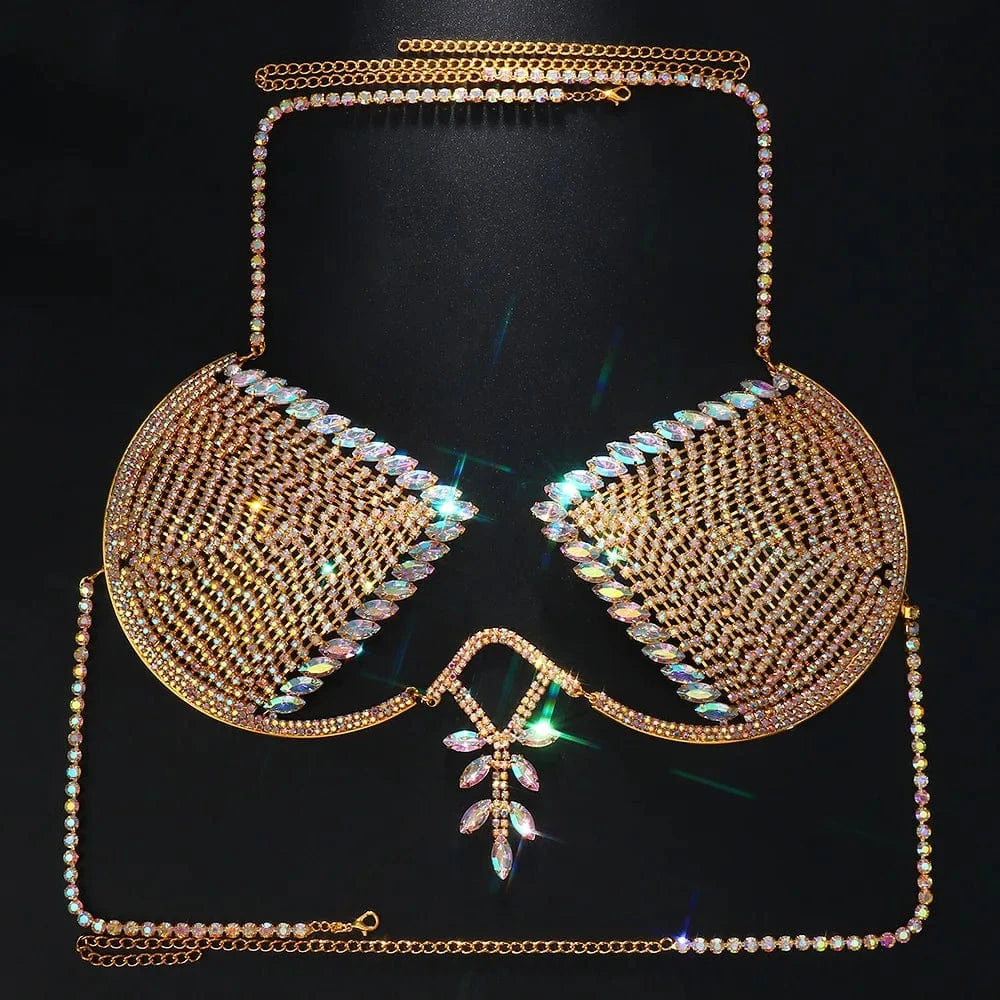 Colorful Water Droplets Chest Bracket Sexy Body Chain Beach Accessories For Women Party Jewelry