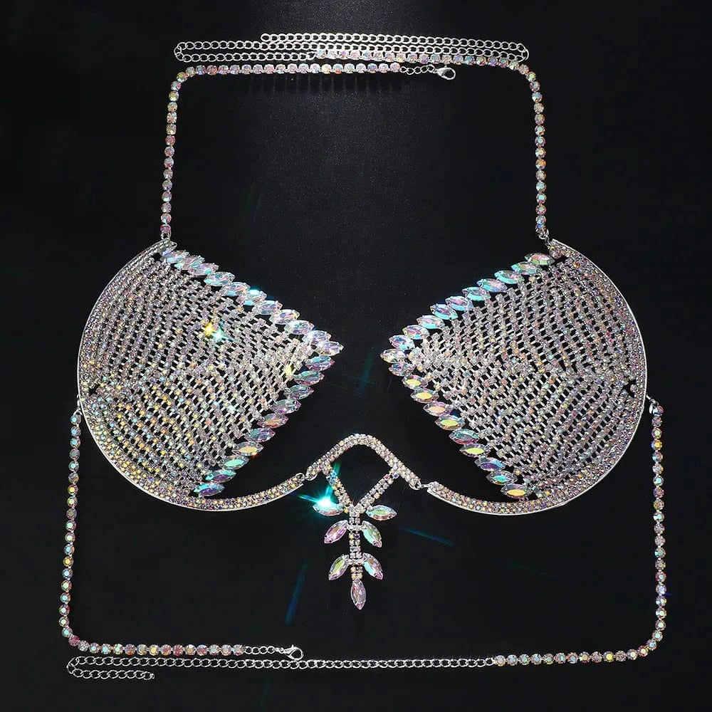 Colorful Water Droplets Chest Bracket Sexy Body Chain Beach Accessories For Women Party Jewelry