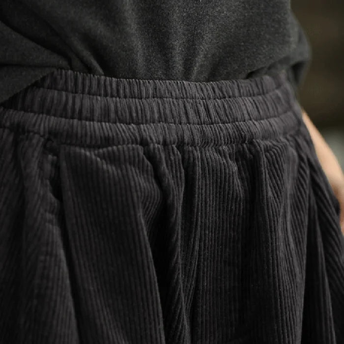 Corduroy Wide Leg Pants + Elastic Waist + Retro Style - SN Wigs & More