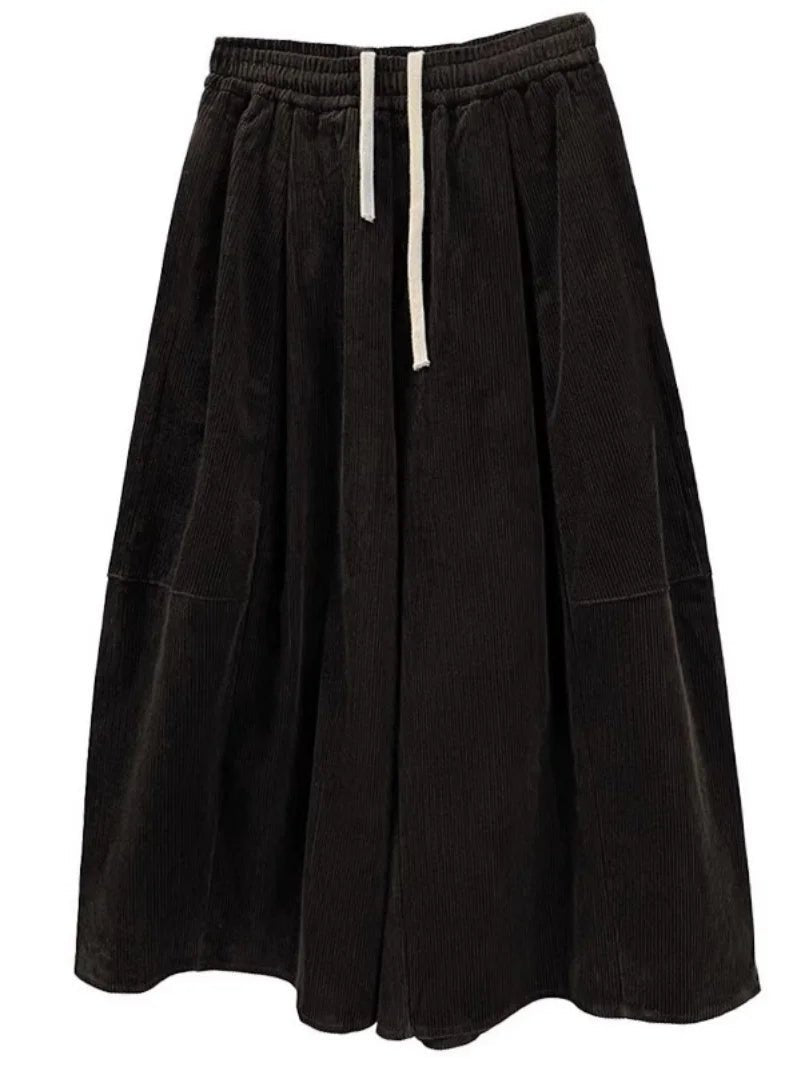 Corduroy Wide Leg Pants + Elastic Waist + Retro Style - SN Wigs & More