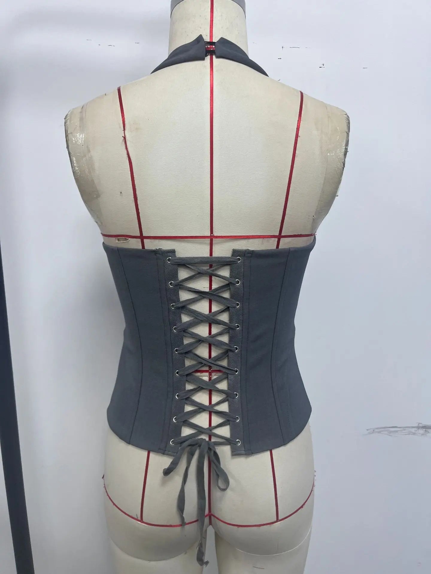 Corset Top With Hollow Out Zipper Y2K Halter Style - SN Wigs & More