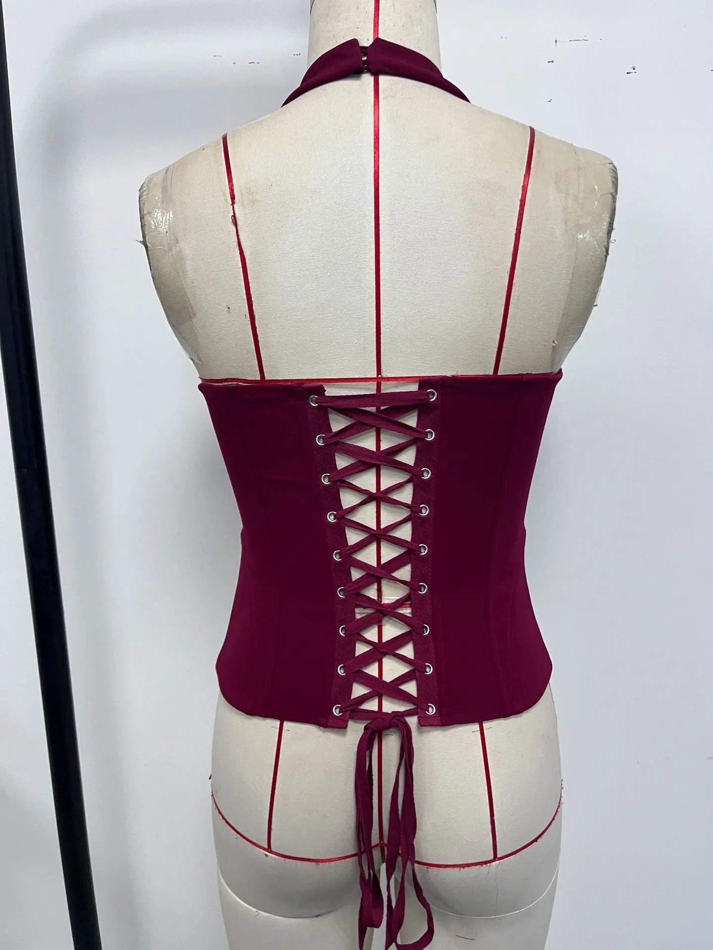 Corset Top With Hollow Out Zipper Y2K Halter Style - SN Wigs & More