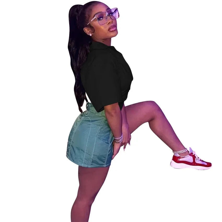 Cotton 2 Piece Set Shirt Women Shorts Set Women Fitness Ladies Skirts and Top Set and Cute Solid Suit Women Boutiques