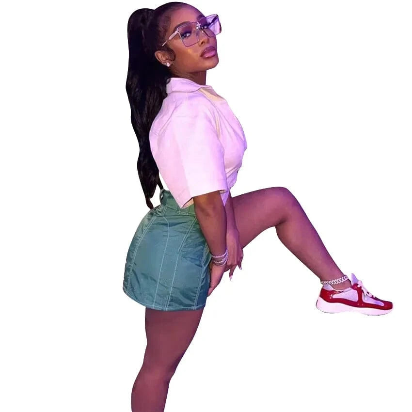 Cotton 2 Piece Set Shirt Women Shorts Set Women Fitness Ladies Skirts and Top Set and Cute Solid Suit Women Boutiques