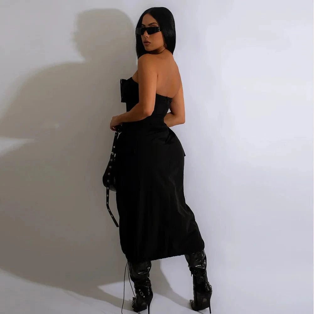 Cotton Women Dresses Ladies Tube Top Casual Sleeveless Dress Spring&summer Dress with Pockets