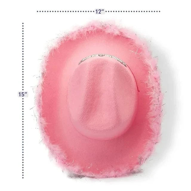 Cowboy Hat with Tiara and Feathers Cowgirl Cap with Crown Western Blinking Rhinestones Hat Princess Party Hat