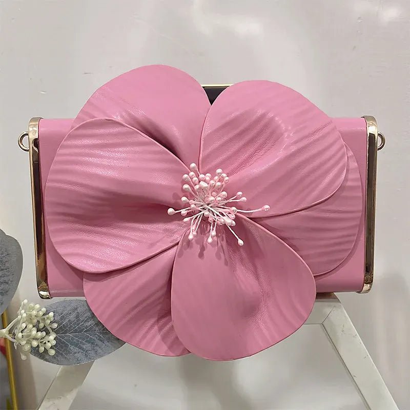 Creative Flower Small Square Bag Fashion Texture Versatile Elegant Crossbody Chain Bag High - grade Leather Irregular Clutch Bag - SN Wigs & More